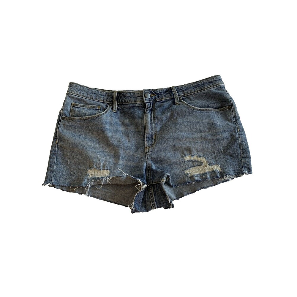 Universal Thread Hight Rise Jean Shorts Women's Plus 16/33R Distressed Blue Zips